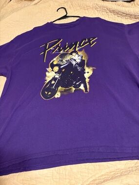 Men's Purple Graphic Short Sleeve Tee with Motorcycle Print